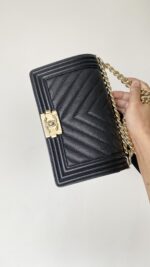 Ch@nel Boy Bag-Caviar-25CM - Image 3