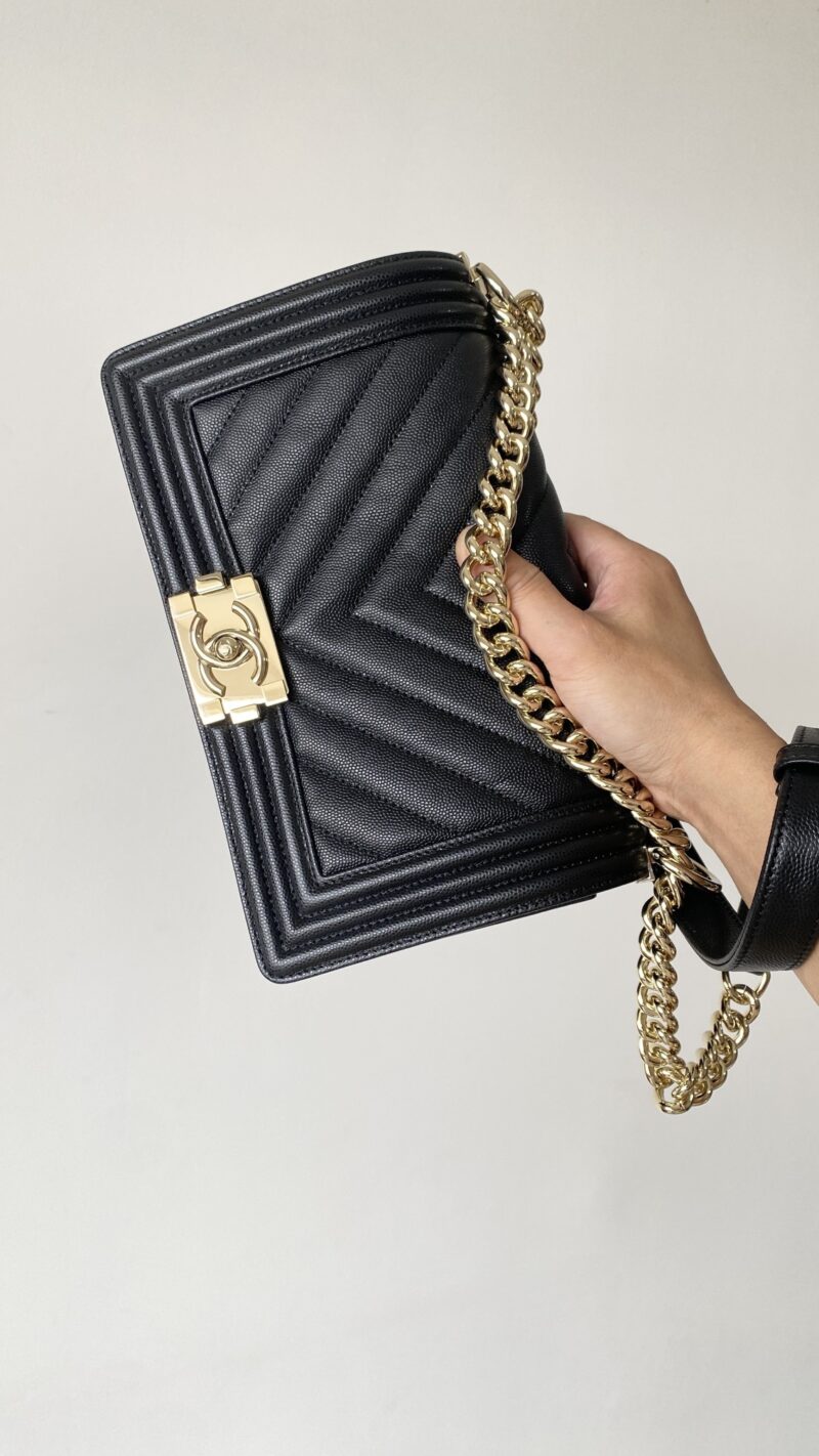 Ch@nel Boy Bag-Caviar-25CM - Image 2