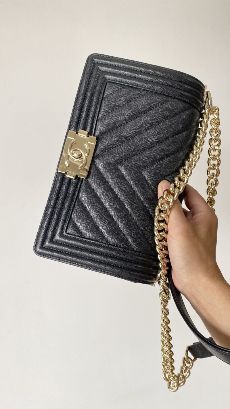 Ch@nel Boy Bag-Caviar-25CM - Image 4