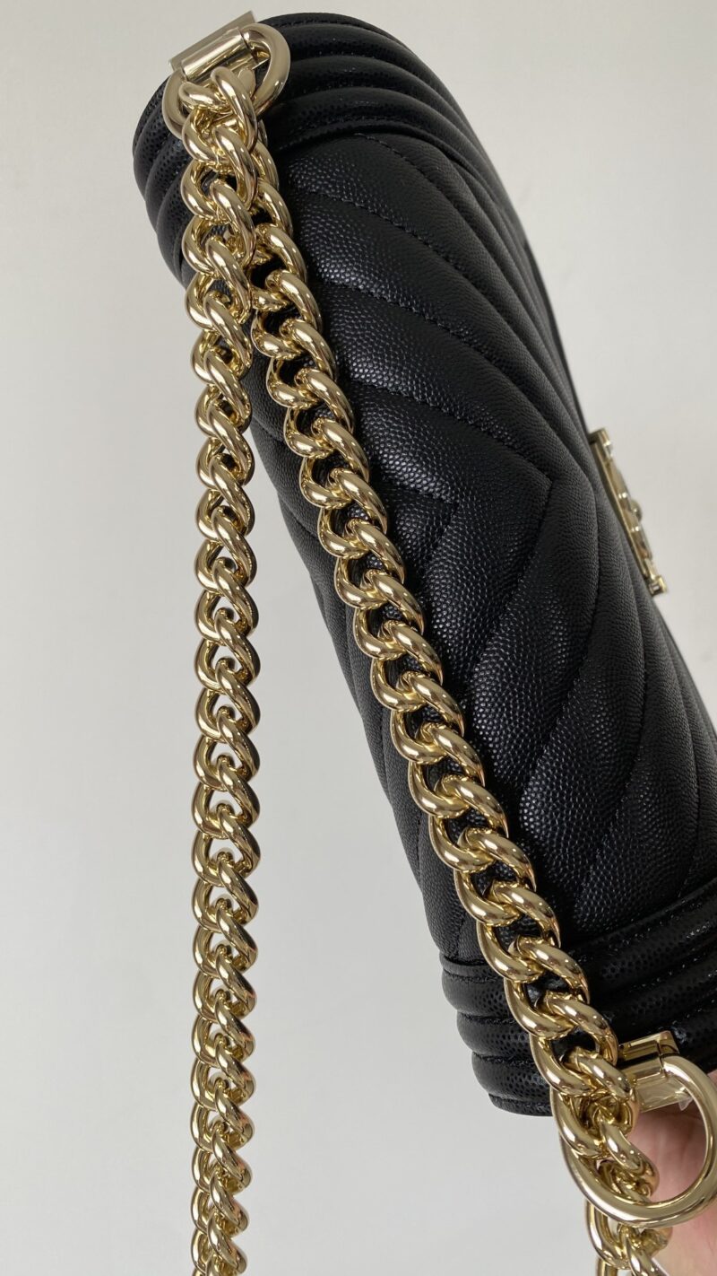 Ch@nel Boy Bag-Caviar-25CM - Image 10