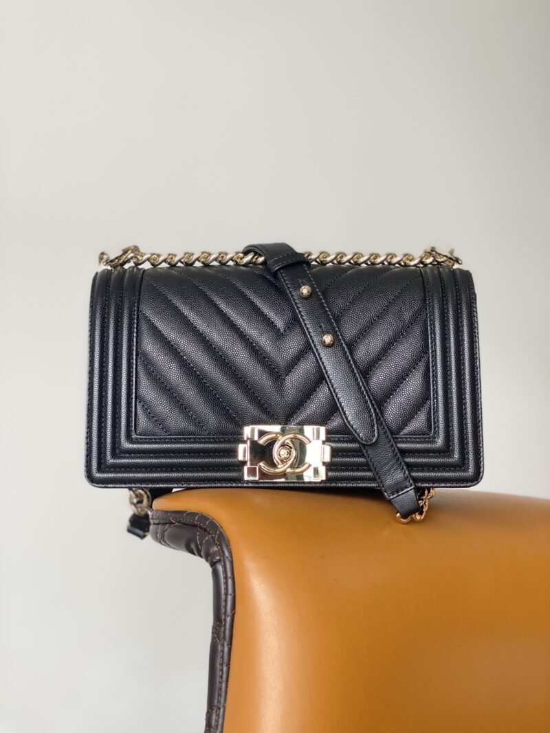 Ch@nel Boy Bag-Caviar-25CM - Image 11