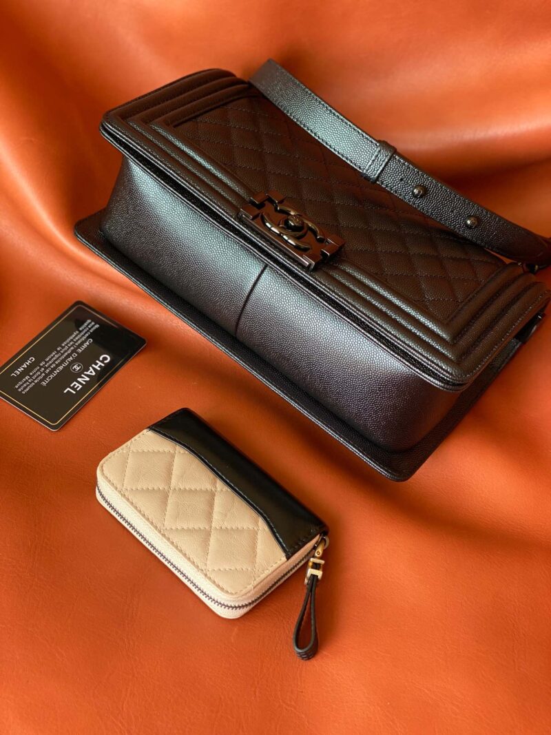 Ch@nel Boy Bag-Caviar-25CM - Image 9