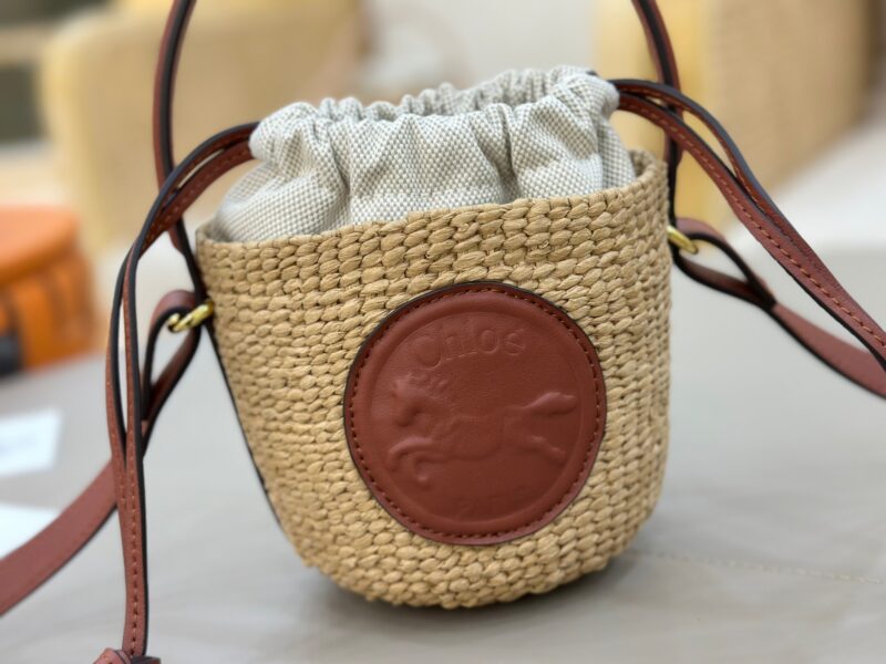 Chloé Mini Horse Medal Basket In Natural Fibers-14x12.5x14CM - Image 2