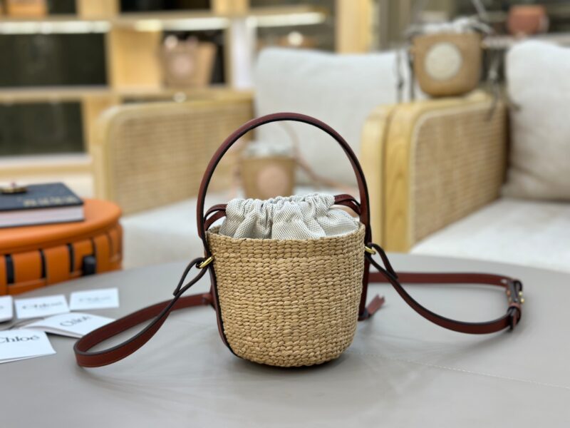 Chloé Mini Horse Medal Basket In Natural Fibers-14x12.5x14CM - Image 8