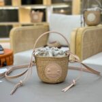 Chloé Mini Horse Medal Basket In Natural Fibers-14x12.5x14CM
