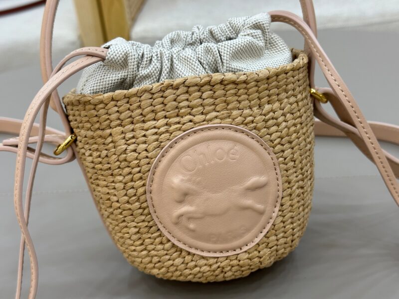 Chloé Mini Horse Medal Basket In Natural Fibers-14x12.5x14CM - Image 2