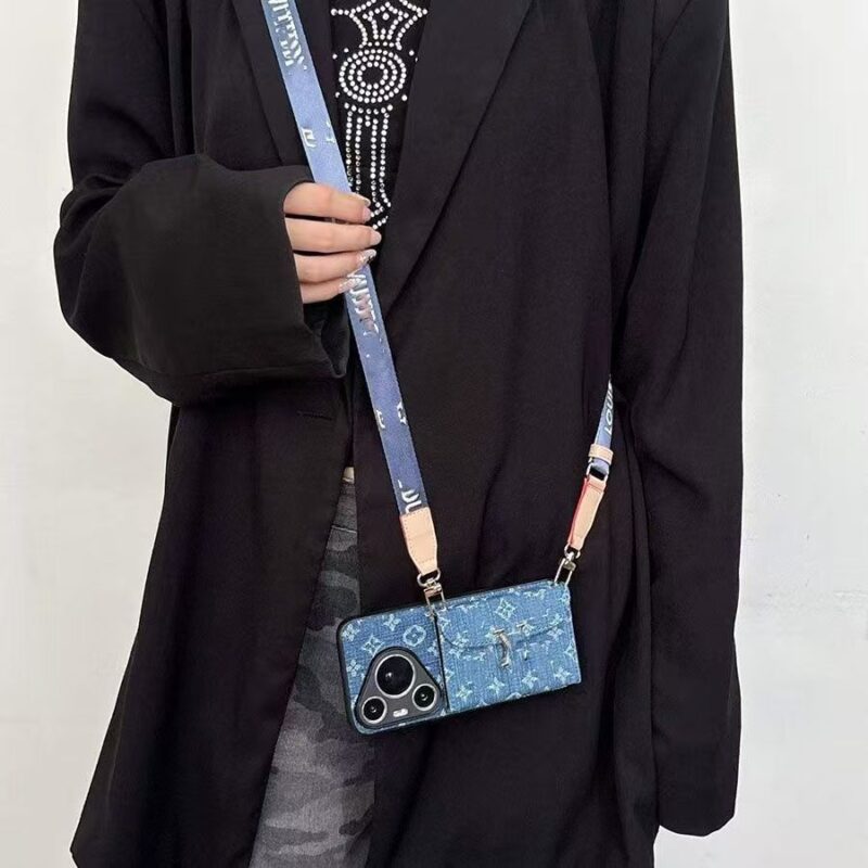 Designer Denim phonecase cardholder with mirror(available in iPhone14-17Pro max,Huawei mate, Xiaomi) - Image 3