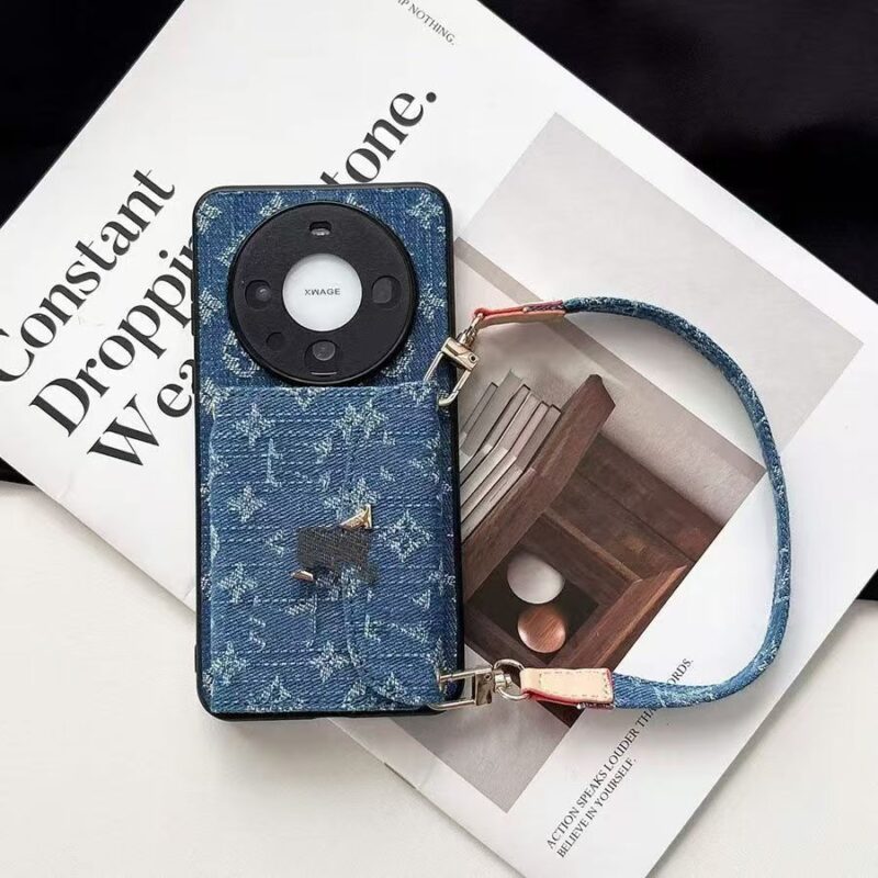 Designer Denim phonecase cardholder with mirror(available in iPhone14-17Pro max,Huawei mate, Xiaomi) - Image 5