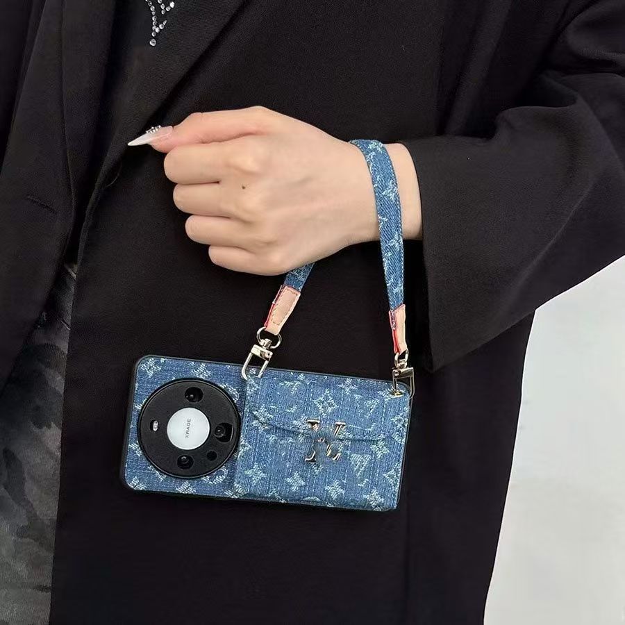 759613308480157475 Designer Denim phonecase cardholder with mirror(available in iPhone14-17Pro max,Huawei mate, Xiaomi) - Image 1