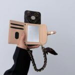 Designer phonecase with cardholder mirror inside(available in iphone/samsung/oppo/xiaomi/vivo) two straps - Image 3