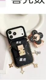 Designer phonecase with cardholder two straps(available in iphone14-17promax) - Image 4