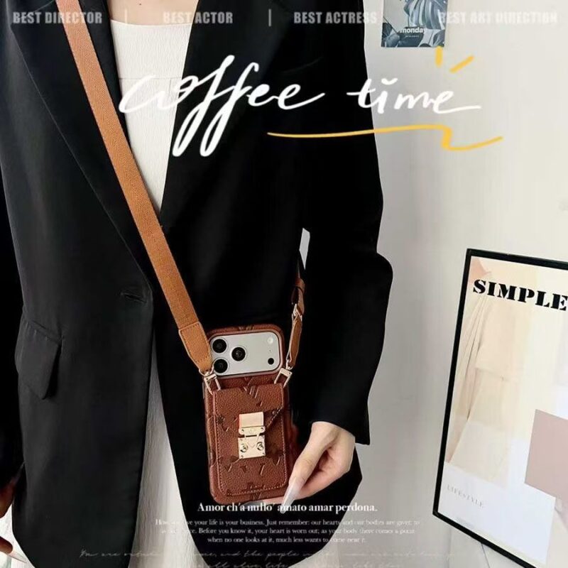 Designer phonecase with cardholder two straps(available in iphone14-17promax) - Image 2