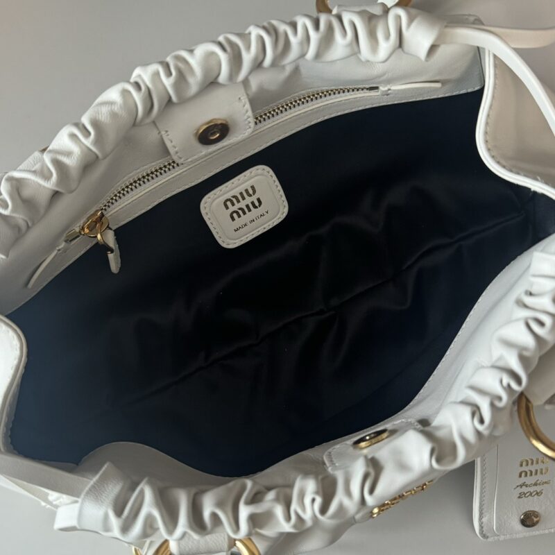 MiuMiu Women's Natural Leather Joie Shoulder Bag White 5GB360 - Image 4
